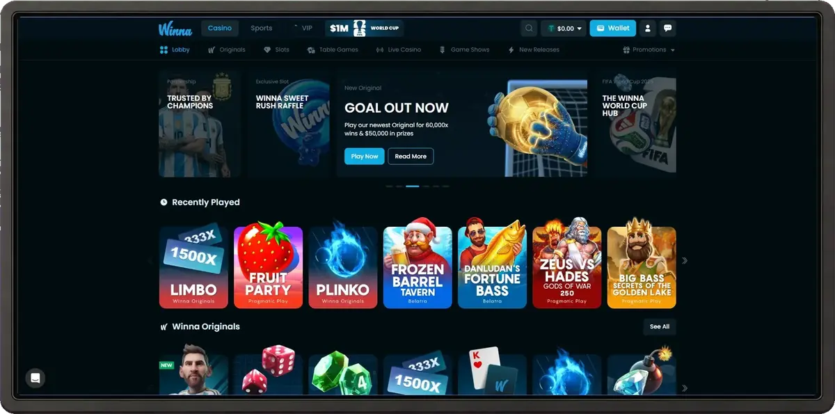 Winna casino screenshot